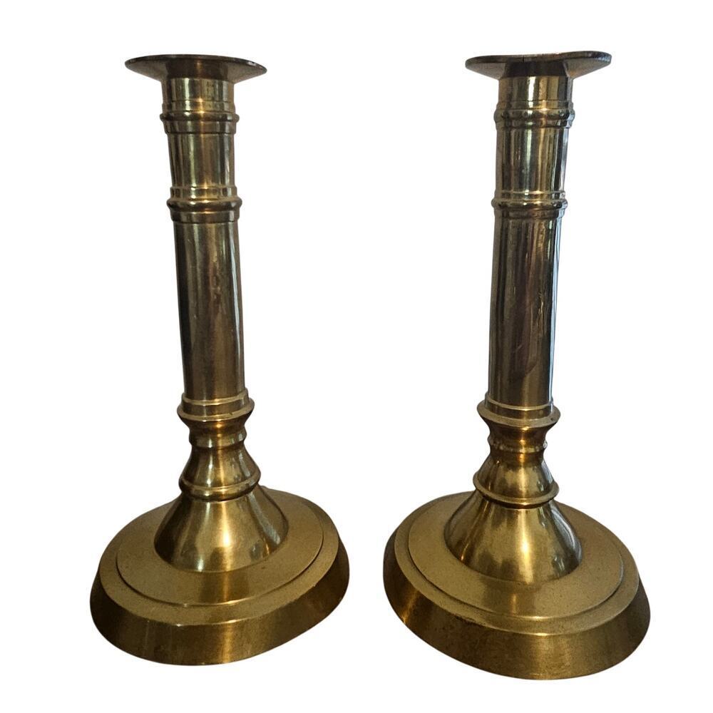 Vintage Brass Candlesticks Holder Pair of 2 Ornate Gold Tone Elegant Classy MCM